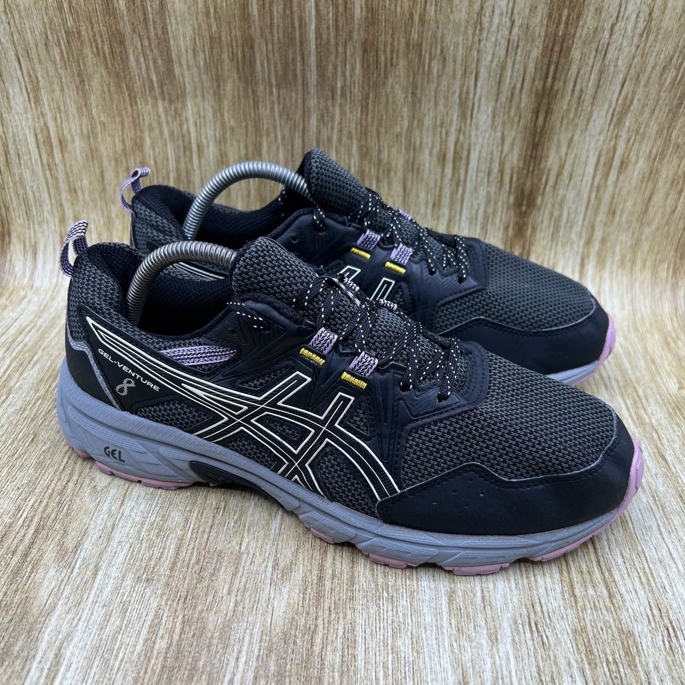 ASICS Gel-Venture 8‎ Women's Size 10 Black Grey Purple Trail Shoes 1012A708